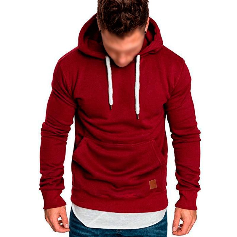 Sudadera informal de manga larga con capucha y color liso para hombre 19801946Y