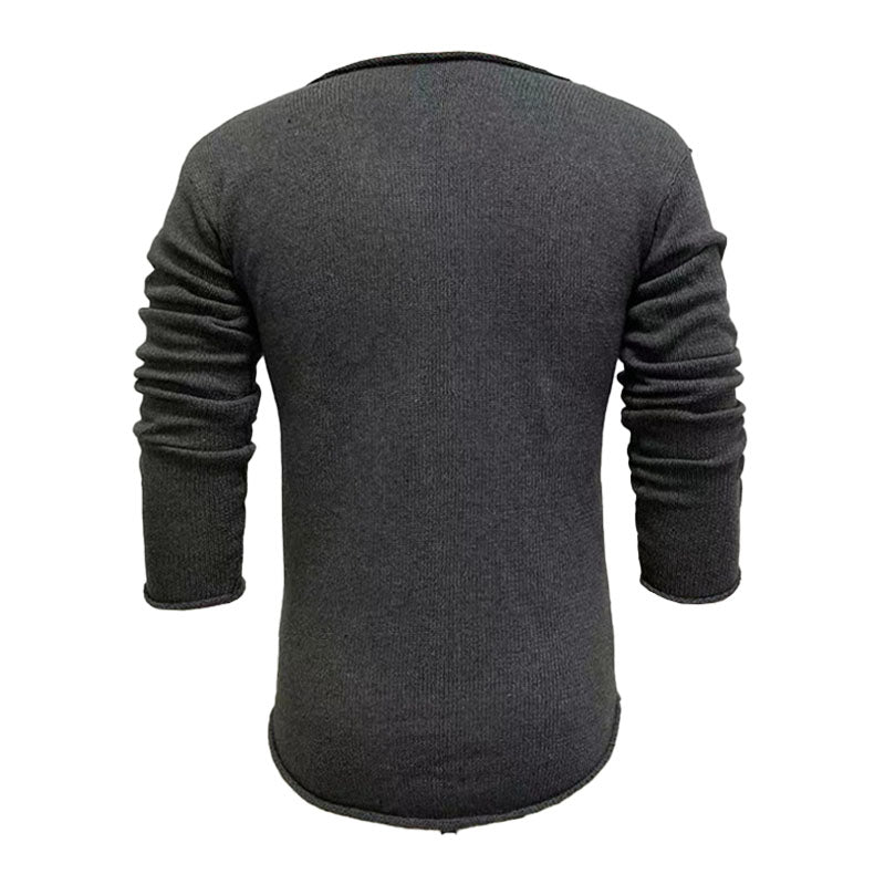 Men's Casual V Neck Long Sleeve Slim Fit Knitted Sweater 30697065M