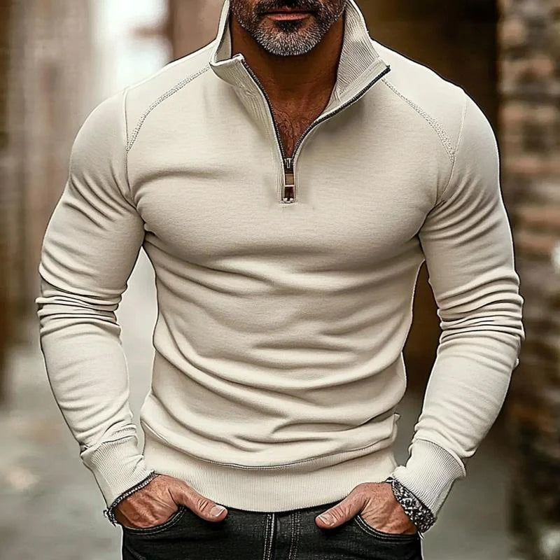 Sudadera informal de cuello alto para hombre, color liso, 78659907X