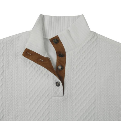 Sudadera de punto jacquard de manga larga con cuello alto para hombre (84101852X)