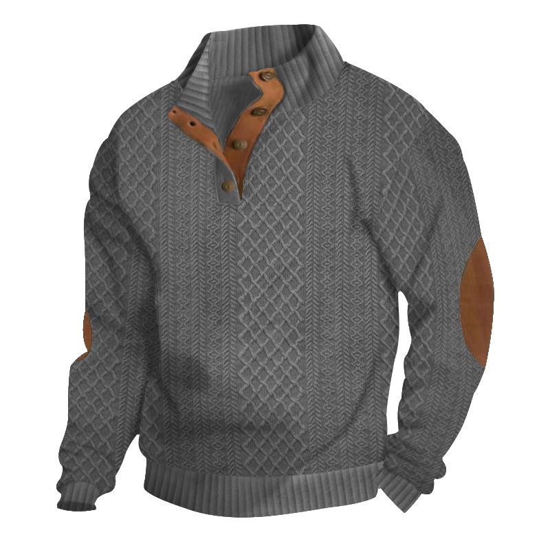 Sudadera de punto jacquard de manga larga con cuello alto para hombre (84101852X)
