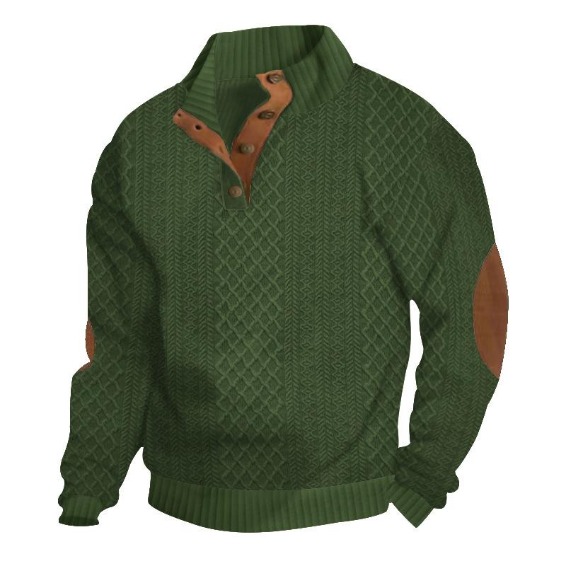 Sudadera de punto jacquard de manga larga con cuello alto para hombre (84101852X)