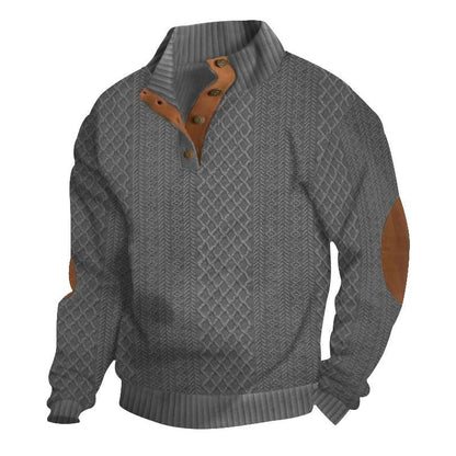 Sudadera de punto jacquard de manga larga con cuello alto para hombre (84101852X)