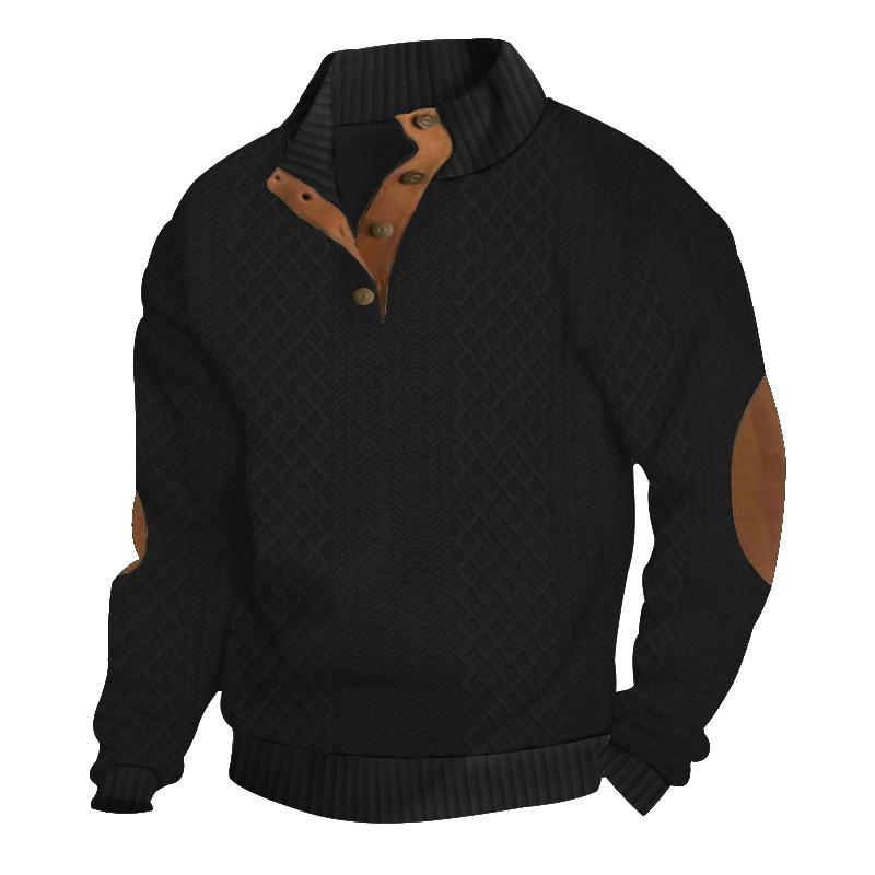 Sudadera de punto jacquard de manga larga con cuello alto para hombre (84101852X)