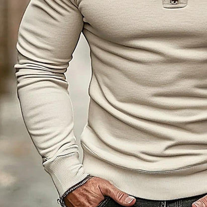 Sudadera informal de cuello alto para hombre, color liso, 78659907X