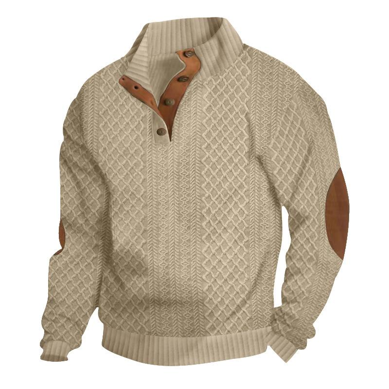 Sudadera de punto jacquard de manga larga con cuello alto para hombre (84101852X)