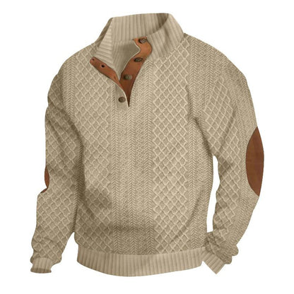 Sudadera de punto jacquard de manga larga con cuello alto para hombre (84101852X)