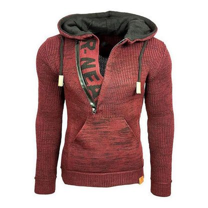 Men's Casual Hooded Long-Sleeved Pullover Knitted Hoodie 17002971M