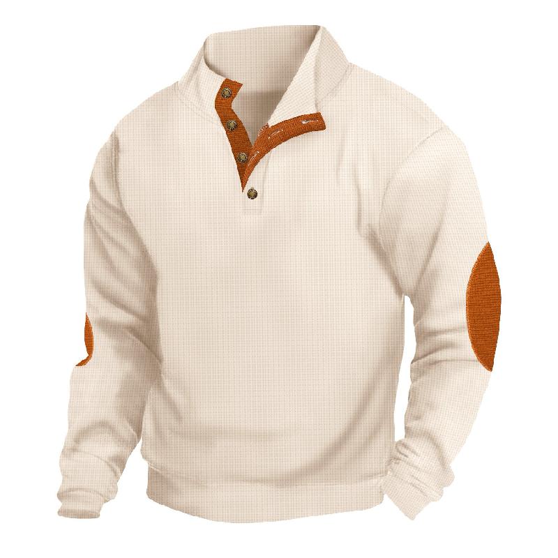 Sweat-shirt gaufré décontracté à col montant pour homme 48501658X